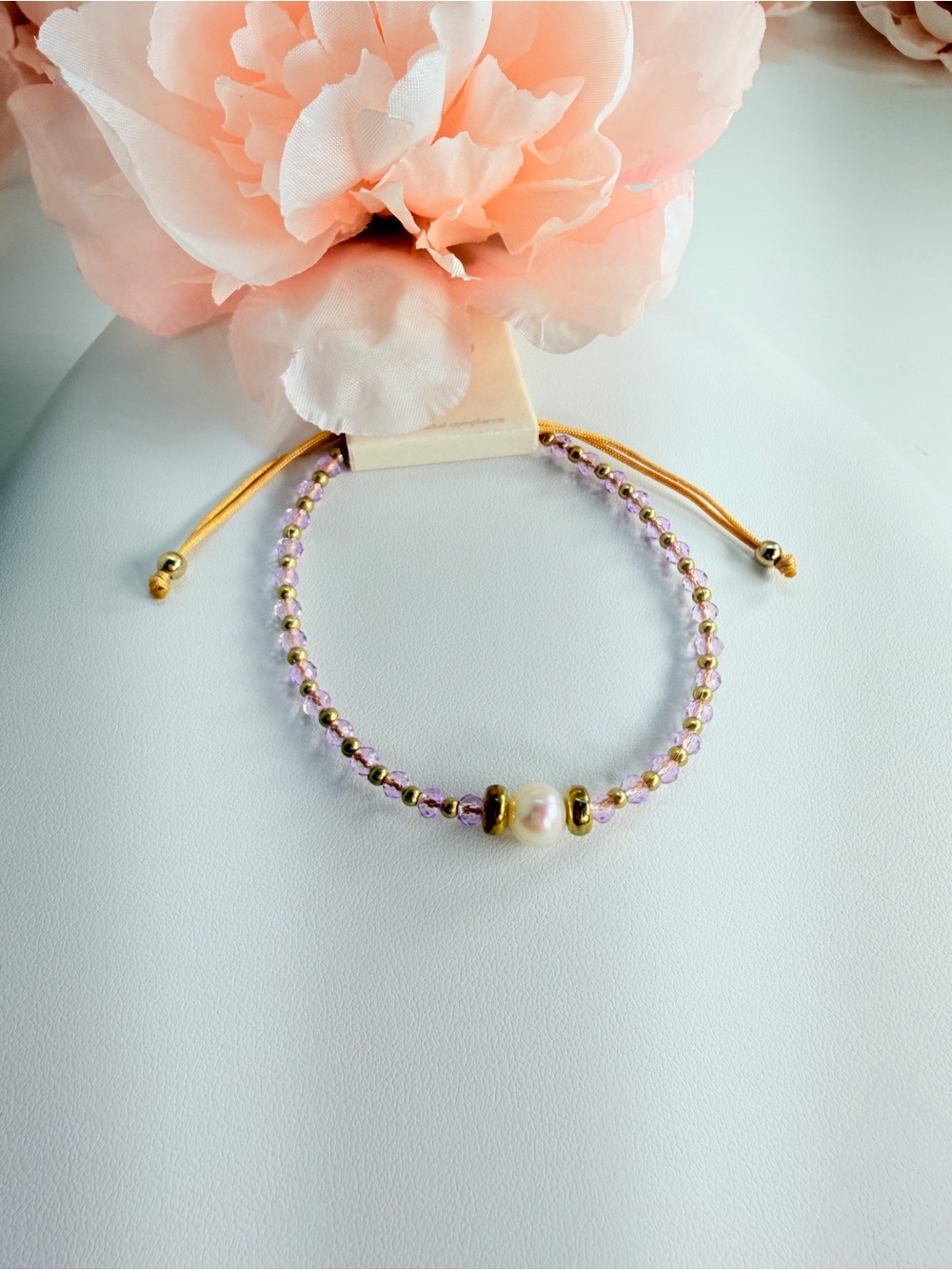 Delicate Gold & Lilac Pearl Bead Bracelet